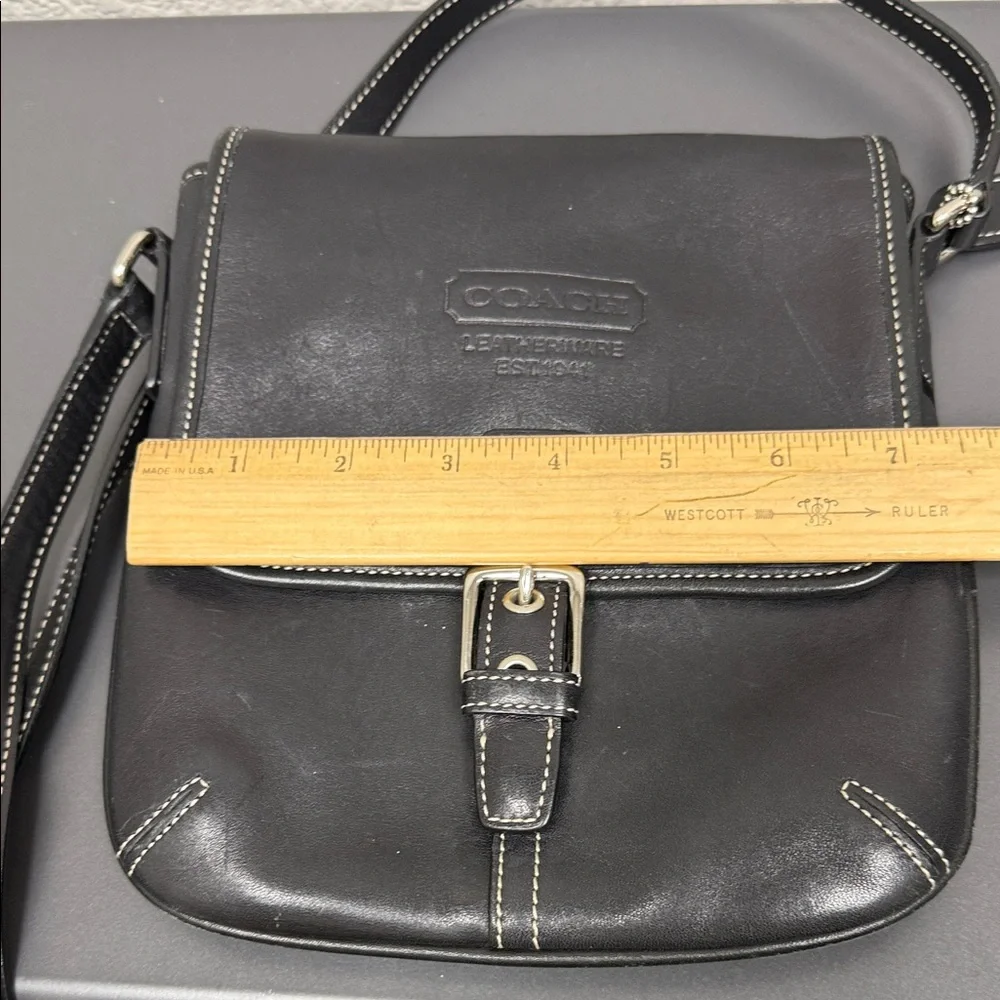 Vintage Coach Black Flap SoHo Leatherwear Messenger/Crossbody - Picture 9 of 10
